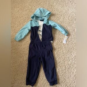 Brand new with tag 3 piece set- Blue Navy Baby Hoodie long shirt and pants 18m